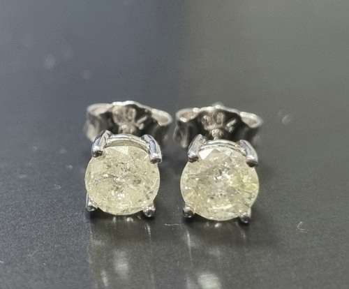 **NATURAL DIAMOND STUDS | R48195** ROUND CUT | 1.050ct | DIAMOND EARRING | 18KT WHITE GOLD- BUY SAFE