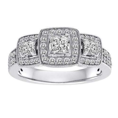 *TRILOGY RING [R48579]* HIGH [H / SI1] QUALITY [1.020ct] DIAMOND RING [4.372g] WHITE GOLD - BUY SAFE