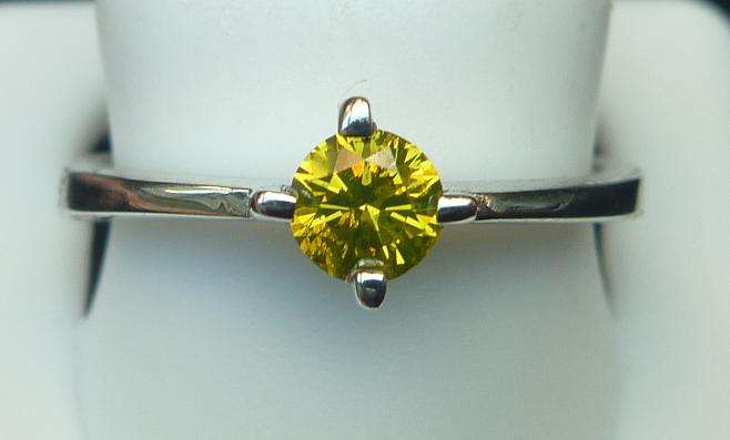 **RARE [R15361]** CANARY YELLOW ROUND CUT [0.30ct] DIAMOND RING IN WHITE GOLD - BUY SAFE