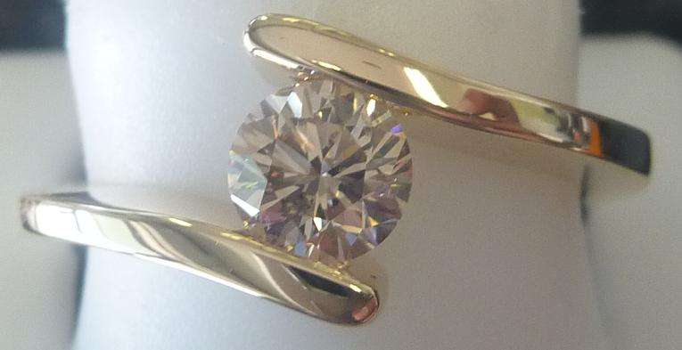 **MODERN SOLITAIRE [R38594]** ROUND CUT [0.700ct] DIAMOND RING [SI1] YELLOW GOLD- BUY SAFE