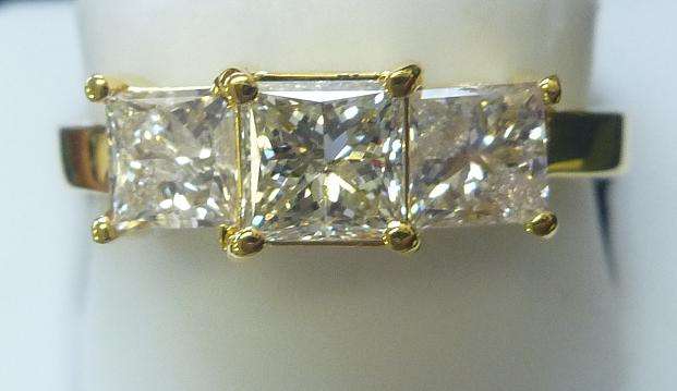 **CRAZY SPARKLE [R64231]** TRILOGY PRINCESS DIAMOND RING [1.420ct] YELLOW GOLD - BUY SAFE
