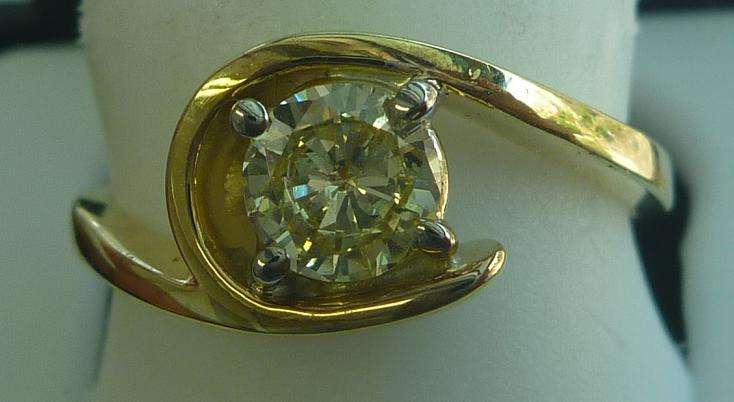 **MODERN SOLITAIRE [R32215]** ROUND CUT [0.450ct] DIAMOND RING [18KT] YELLOW GOLD - BUY SAFE