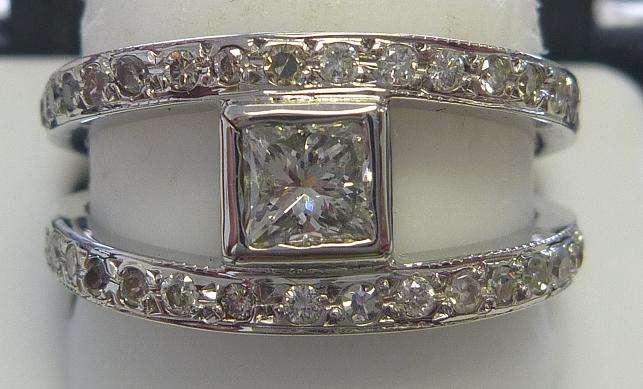 **CERTIFIED [R39745]** SPLIT SHANK [0.854ct] DIAMOND RING [0.514ct CENTRE] 18KT WHITE GOLD -BUY SAFE