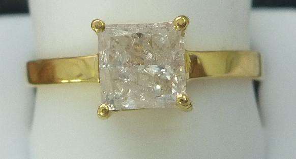 **BARGAIN QUALITY [R21819]** PRINCESS CUT DIAMOND [1.030ct] RING [2.119g] YELLOW GOLD - BUY SAFE