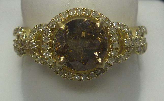 **UNIQUE [R42471]** ROUND CUT [1.550ct] DIAMOND RING [1.150ct CENTRE] YELLOW GOLD - BUY SAFE