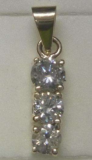 **3 STONE [R22529]** ROUND CUT [0.810ct] DIAMOND PENDANT SET IN WHITE GOLD - BUY SAFE