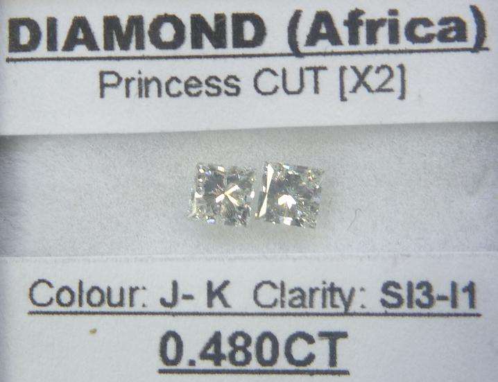 **SPARKLING PAIR** PRINCESS [0.480ct] BRILLIANT CUT DIAMONDS @R1 NO RESERVE - BUY SAFE