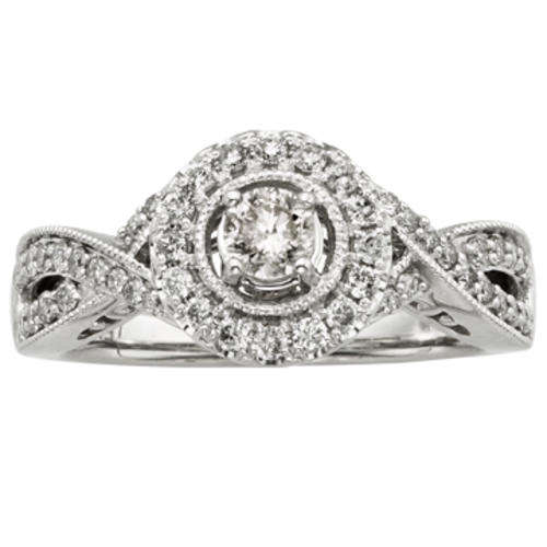 **INTRICATE DETAIL [R43095]** HIGH QUALITY [0.850ct] DIAMOND RING [4.420g] WHITE GOLD - BUY SAFE