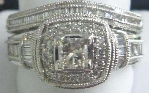 **FINEST DESIGN [R65483]** BAGUETTE BRIDAL [1.300ct] DIAMOND RINGS [6.908g] WHITE GOLD - BUY SAFE