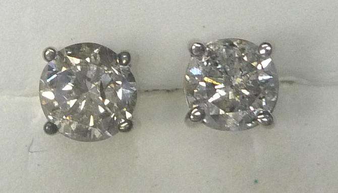 **GORGEOUS [R34143]** DESIGNER SPARKLING [0.855ct] DIAMOND EARRINGS [WHITE GOLD] - BUY SAFE