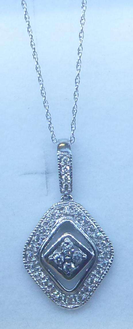 **GLITTERING [R31412]** DIAMOND PENDANT + CHAIN! [0.450ct] ROUND CUT [WHITE GOLD] -  BUY SAFE