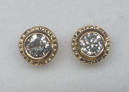 **DESIGNER SPECIAL [R28835]** ROUND CUT DIAMOND [0.450ct] EARRINGS [YELLOW GOLD] -  BUY SAFE