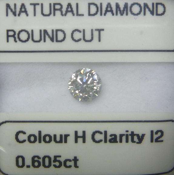 **NATURAL DIAMOND** SPARKLING [0.605ct] ROUND CUT [H COLOUR] DIAMOND STARTING AT R1 - BUY SAFE