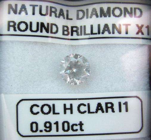 **NATURAL DIAMOND** SPARKLING [0.910ct] ROUND CUT [COLOUR H] DIAMOND STARTING AT R1 - BUY SAFE