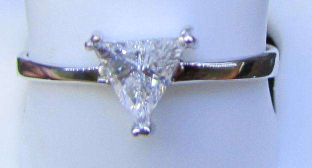 **RARE SHAPE [R20225]** TRILLIANT CUT [0.250ct] DIAMOND [COLOUR F] RING [WHITE GOLD] - BUY SAFE