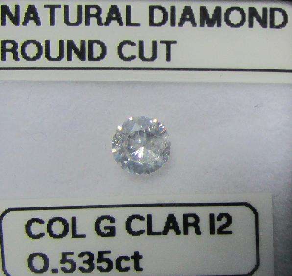 **NATURAL DIAMOND** SPARKLING [0.535ct] ROUND CUT [COLOUR G] DIAMOND STARTING AT R1 - BUY SAFE