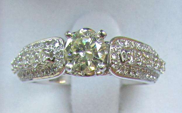 **CERTIFIED [R63402]** ROUND CUT [1.555ct] DESIGNER [0.555ct CENTRE] RING [14KT WHITE GOLD]-BUY SAFE