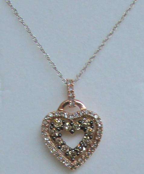 **GLITTERING [R31412]** DIAMOND PENDANT + CHAIN! [0.625ct] ROUND CUT [ROSE / WHITE GOLD] -  BUY SAFE