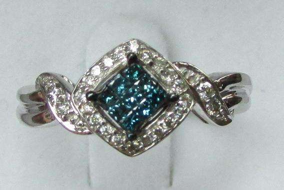 **WOW FACTOR [R27381]** BLUE CENTRE [0.400ct] DIAMOND RING [2.839g] WHITE GOLD - BUY SAFE