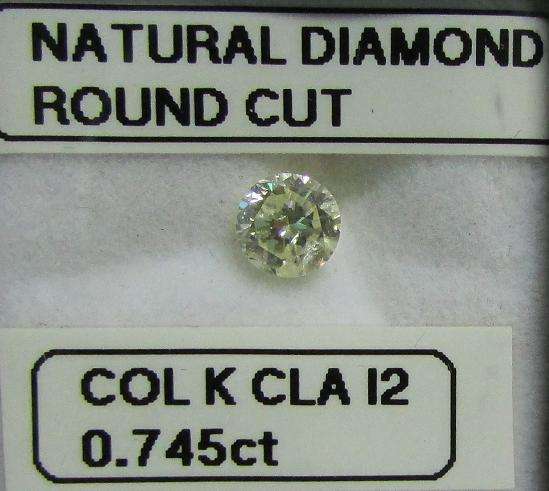 **NATURAL DIAMOND** SPARKLING [0.745ct] ROUND CUT [COLOUR K] DIAMOND STARTING AT R1 - BUY SAFE