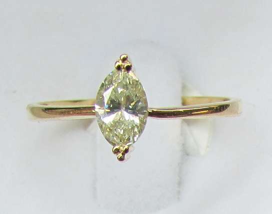 **CERTIFIED [R35985]** MARQUISE CUT [VS2] DIAMOND [0.413ct] SOLITAIRE [18KT YELLOW GOLD] - BUY SAFE