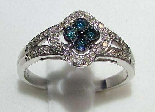 **WOW FACTOR [R27381]** BLUE CENTRE [0.400ct] DIAMOND RING [2.428g] WHITE GOLD - BUY SAFE