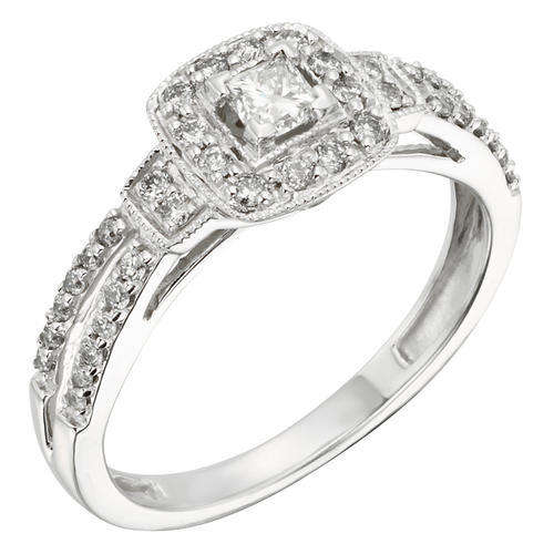 **SPLIT SHANK | R31262** PRINCESS CUT | 0.650ct | DIAMOND RING | WHITE GOLD | - **SEE VIDEO**