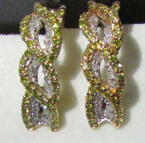 **DIAMOND HOOPS [R32074]** PAVE SET [0.700ct] 2 TONE DIAMOND EARRINGS [YELLOW GOLD] -  BUY SAFE