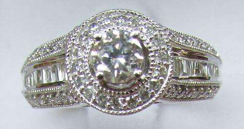 **HALO DESIGN [R53687]** BAGUETTE / ROUND CUT [1.400ct] DIAMOND RING [5.113g] WHITE GOLD - BUY SAFE