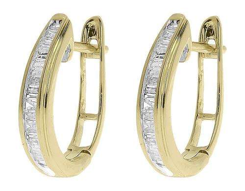 **DIAMOND HOOPS [R30467]** PAVE SET [0.400ct] DIAMOND EARRINGS [YELLOW GOLD] -  BUY SAFE