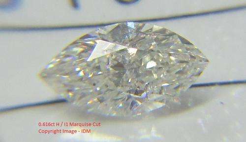 **CERTIFIED** SCINTILLATING [0.6160ct] MARQUISE CUT [ COLOUR H ] DIAMOND AT R1 NO RESERVE - BUY SAFE