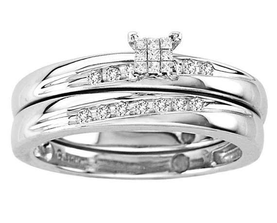 **SUPER DEAL [R22596]** BRIDAL TWINSET [0.250ct] DIAMOND [I/SI1] RING [4.627g] WHITE GOLD - BUY SAFE