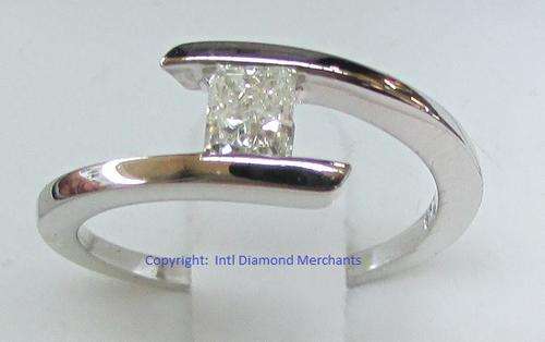 **FINEST QUALITY [R31864]** DESIGNER TWIST RADIANT CUT DIAMOND [0.425ct] RING [WHITE GOLD] -BUY SAFE