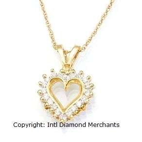 **GLITTERING [R27679]** DIAMOND HEART PENDANT [0.350ct] ROUND CUT [YELLOW GOLD] -  BUY SAFE