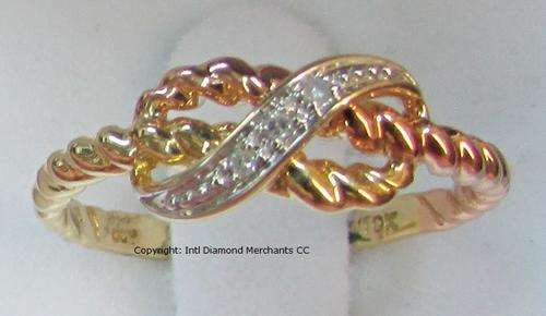 **INFINITY DESIGN [R19257]** DIAMOND RING [0.100ct] ROUND CUT [YELLOW / ROSE GOLD] - BUY SAFE