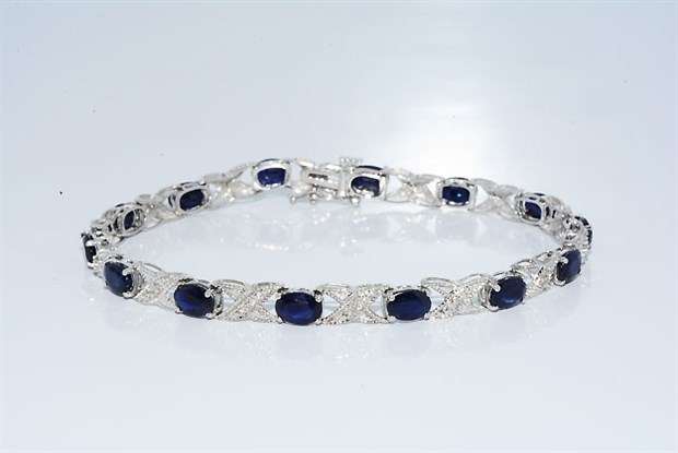 **ONCE-OFF DEAL [R42378]** SAPPHIRE / DIAMOND [6.560cts] BRACELET ROUND CUT [WHITE GOLD] - BUY SAFE