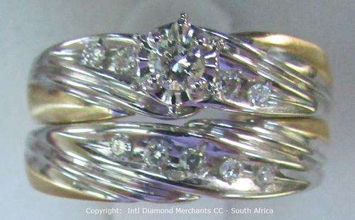 **OVERSTOCK SALE [R31635]** BRIDAL TWINSET [0.406ct] DIAMOND RINGS [4.426g] YELLOW GOLD - BUY SAFE