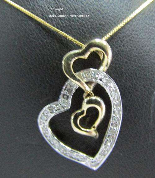 **ONCE-OFF [R17679]** DIAMOND "MY HEART" PENDANT [0.10ct] ROUND CUT [YELLOW / WHITE GOLD] - BUY SAFE