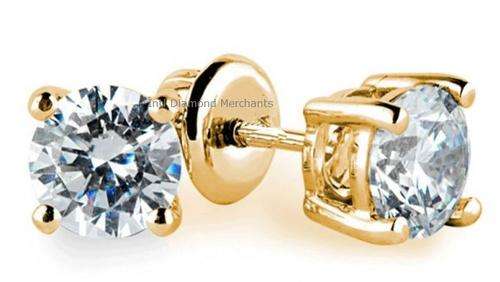 **1 LUCKY BIDDER [R28364]** ULTRA SPARKLING [0.450ct] DIAMOND EARRINGS [YELLOW GOLD] - BUY SAFE
