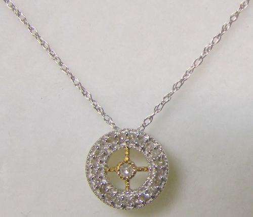 **GLITTERING [R17679]** DIAMOND CIRCLE PENDANT [0.200ct] ROUND CUT + CHAIN FREE -  BUY SAFE