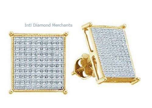 **DIAMOND CLUSTER [R25034]** MICRO PAVE SET [0.300ct] DIAMOND EARRINGS [YELLOW GOLD] -  BUY SAFE
