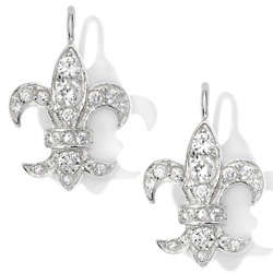 **DROP EARRINGS [R28743]** FLEUR DE LIS [0.200ct] DIAMOND EARRINGS [WHITE GOLD] -  BUY SAFE