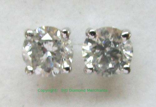**NEAR 1CT SPECIAL [R34341]** SPARKLING [0.900ct] DIAMOND EARRINGS [WHITE GOLD] - BUY SAFE