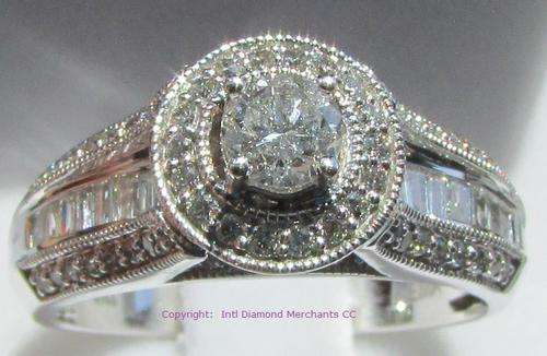 **HALO DESIGN [R53687]** BAGUETTE / ROUND CUT [1.503ct] DIAMOND RING [5.212g] WHITE GOLD - BUY SAFE