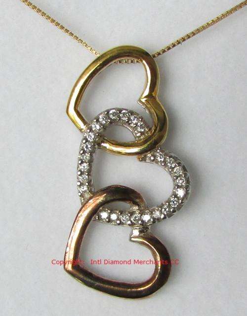 **GLITTERING [R27679]** DIAMOND HEART PENDANT [0.280ct] ROUND CUT [YELLOW GOLD] -  BUY SAFE