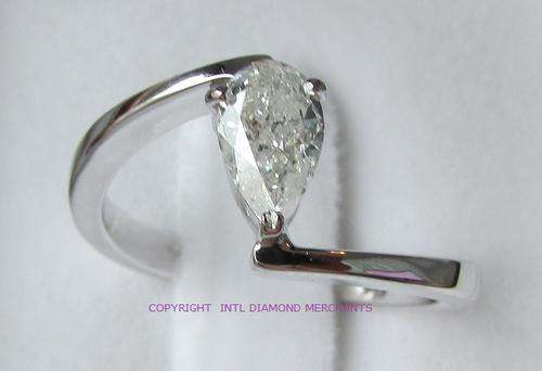 **1/2ct DEAL [R31749]** SPARKLING  TWIST PEAR SHAPE [0.500ct] DIAMOND RING [WHITE GOLD] - BUY SAFE