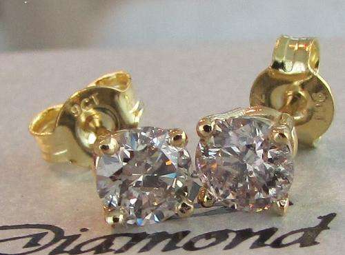 **3/4ct SPECIAL [R32865]** GLITTERING [0.785ct] DIAMOND STUD EARRINGS [YELLOW GOLD] - BUY SAFE