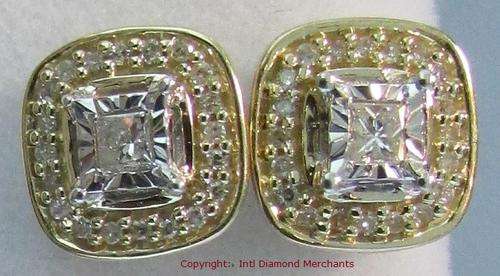 **HALO DIAMONDS [R30467]** DESIGNER PAVE SET [0.271ct] DIAMOND EARRINGS [YELLOW GOLD] -  BUY SAFE
