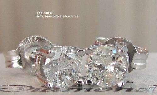 **NEARLY 3/4ct [R30865]** GLITTERING [0.700ct] DIAMOND STUD EARRINGS [WHITE GOLD] - BUY SAFE
