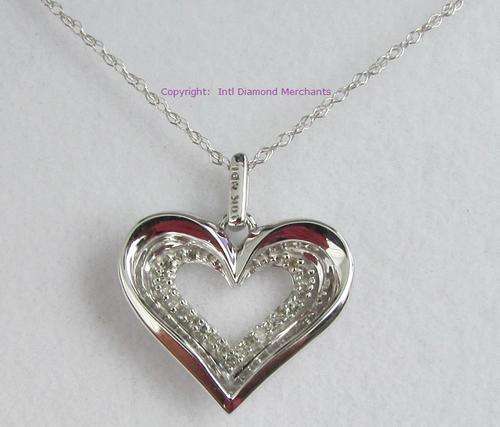 **GLITTERING [R18736]** DIAMOND HEART PENDANT [0.150ct] ROUND BRILLIANT CUT [WHITE GOLD] - BUY SAFE